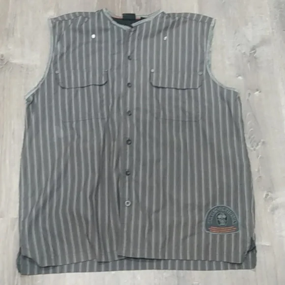 Vintage Harley Davidson Genuine Motor Cloths Striped Button Down Vest - Picture 8 of 16